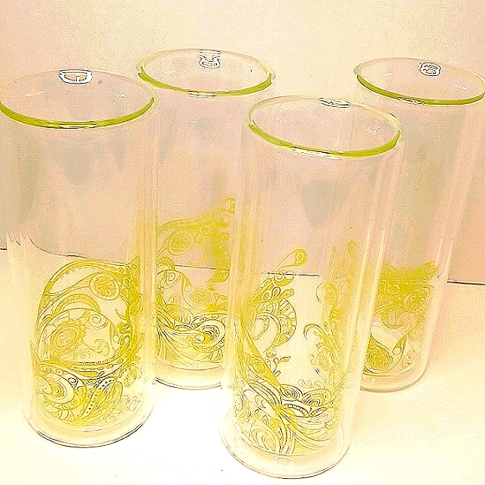 Tevana Double Insulated  Drinking Glasses Tall Iced Tea Set of Four Chartruese